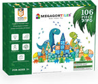 106 PCS Dinosaur Magnetic Tiles Set,Magnet Building Blocks Dino World Toys,TEM AUTHENTICATED,Magnet Tiles Animals for Toddlers Boys Girls Kids Age 3 4 5 6 7 8