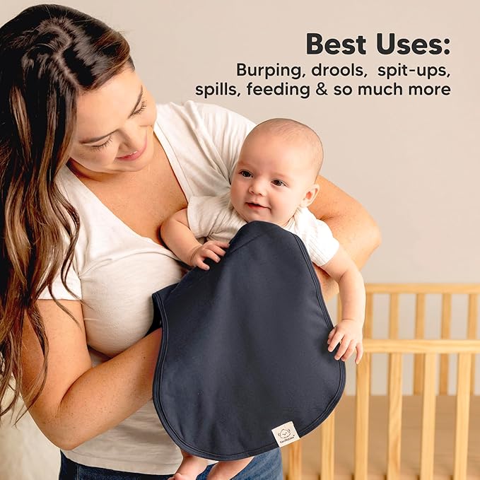 KeaBabies 4-Pack Baby Burp Cloths Baby Girl, Boy - Organic Cotton Burp Cloth, Extra Large, Absorbent, Soft Burping Cloths & Bibs Set for Babies, Newborn Burp Clothes, Thick Burp Rags (Eclipse)