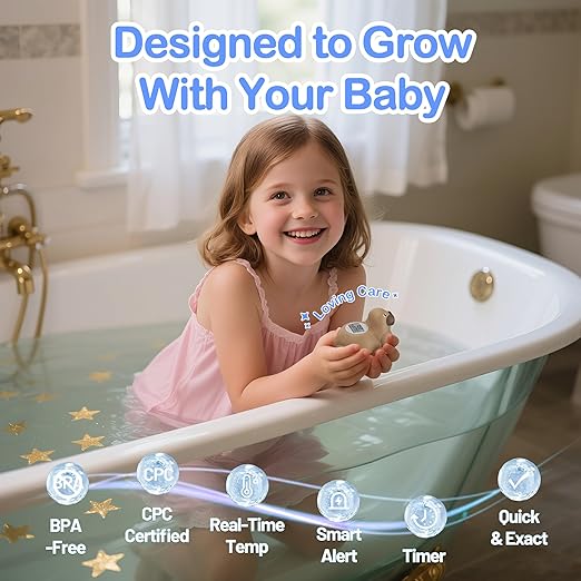 Baby Bath Thermometer for Bathtub, Room|Water Temperature, Baby Bath Floating Toy|Kids Bathroom Safety, Digital LCD with Timer