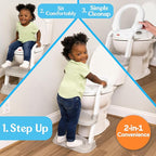 Fisher-Price™ Potty Training Seat with Step Stool Ladder, 2-in-1 Potty Training Toilet for Toddlers with Splash Guard, Anti-Slip Pads, Cushioned Seat (Gray)