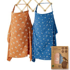 2 Pack Nursing Covers 100% Cotton Breastfeeding Cover Privacy Muslin Large Nursing Scarf Gift Set (Starry Rainbow Gradient)