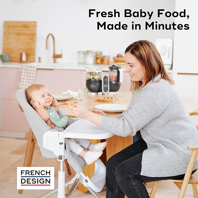 Babymoov Duo Meal Station Grey: Multi-Speed Baby Food Maker Steamer and Puree Blender, Baby Food Processor that warms & defrosts (Nutritionist Approved)