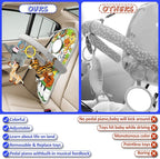 Car Seat Toys for 6-12 Months - Musical Pedal Piano with Baby Mirror, Squeaky Sensory Soft Animal Toys for Rear Facing Carseats