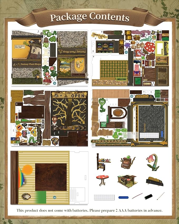 CUTEBEE Book Nook Kit - DIY Miniature House Kit for Beginners, Adults and Teens, Booknook Dollhouse Tiny House Bookshelf Decor 3D Wooden Puzzle Gifts for Family and Friends (Fantasy Plant Shop)
