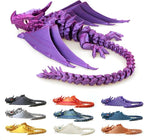 3D Printed Dragon with Wings, Fidget Dragon Toys, 3D Printed Animals, Flexible Articulated Winged Crystal Dragon Model,Home Office Decor Desktop Pet(Purple)