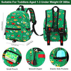 Accmor Toddler Backpack with Leash, Cute Baby Backpack with Anti Lost Wrist Link, Mini Kids Backpack Leash Walking Harness for Travel, Small Excavator Backpack Tether for Boys Girls Ages 1-3 (Green)