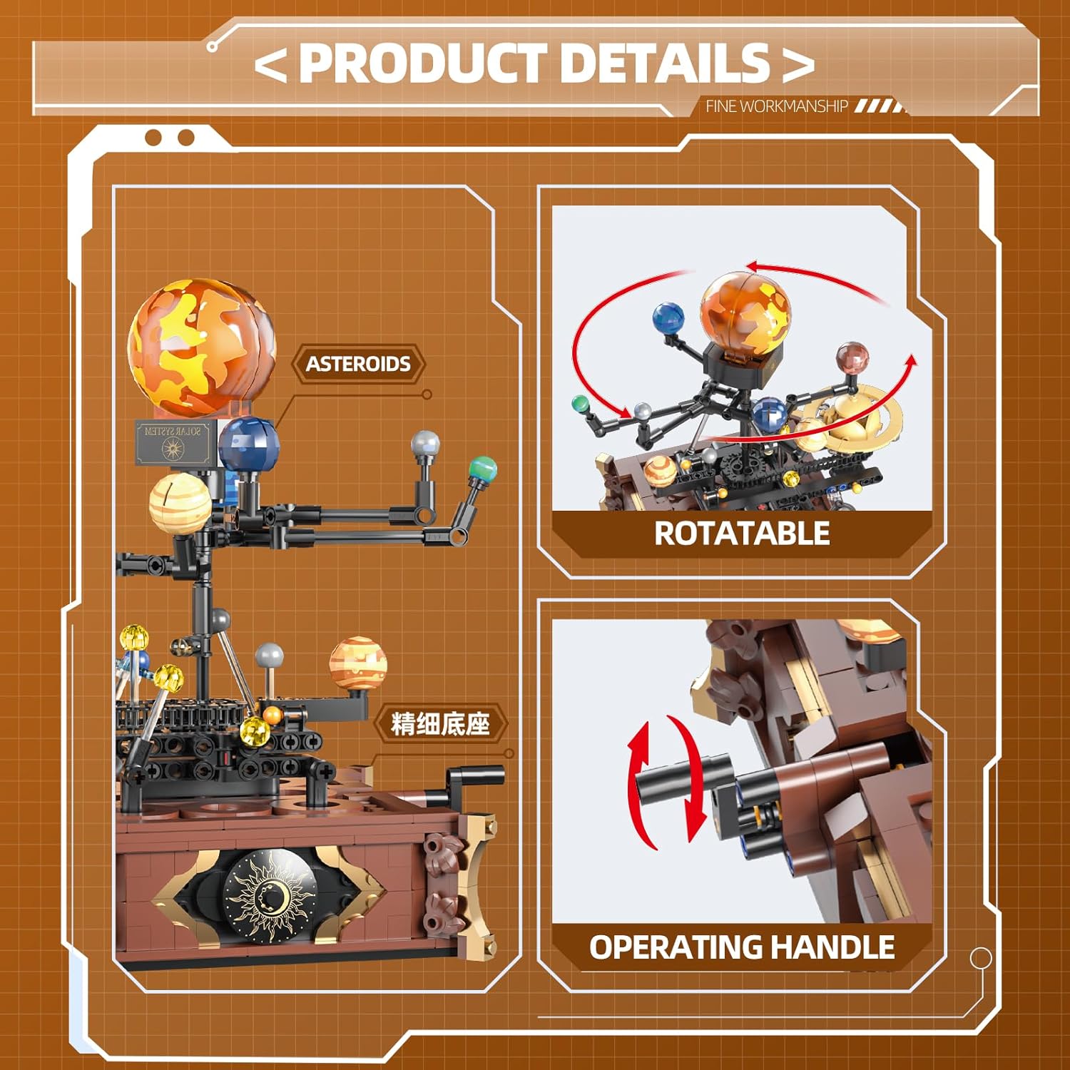 Solar System Mini Building Sets with Light,Rotatable Space Exploration Building Toys, Educational Toy Gifts for Boys Girls(697PCS)