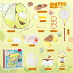 STEM Outdoor Exploration Kit for Kids Ages 3-12, 21PCS Bug Catcher Set with Pop-Up Tent Binoculars Magnifying Glass Camping Adventure Educational Toys Gift for Boys Girls Bug Catcher Kit for Toddlers