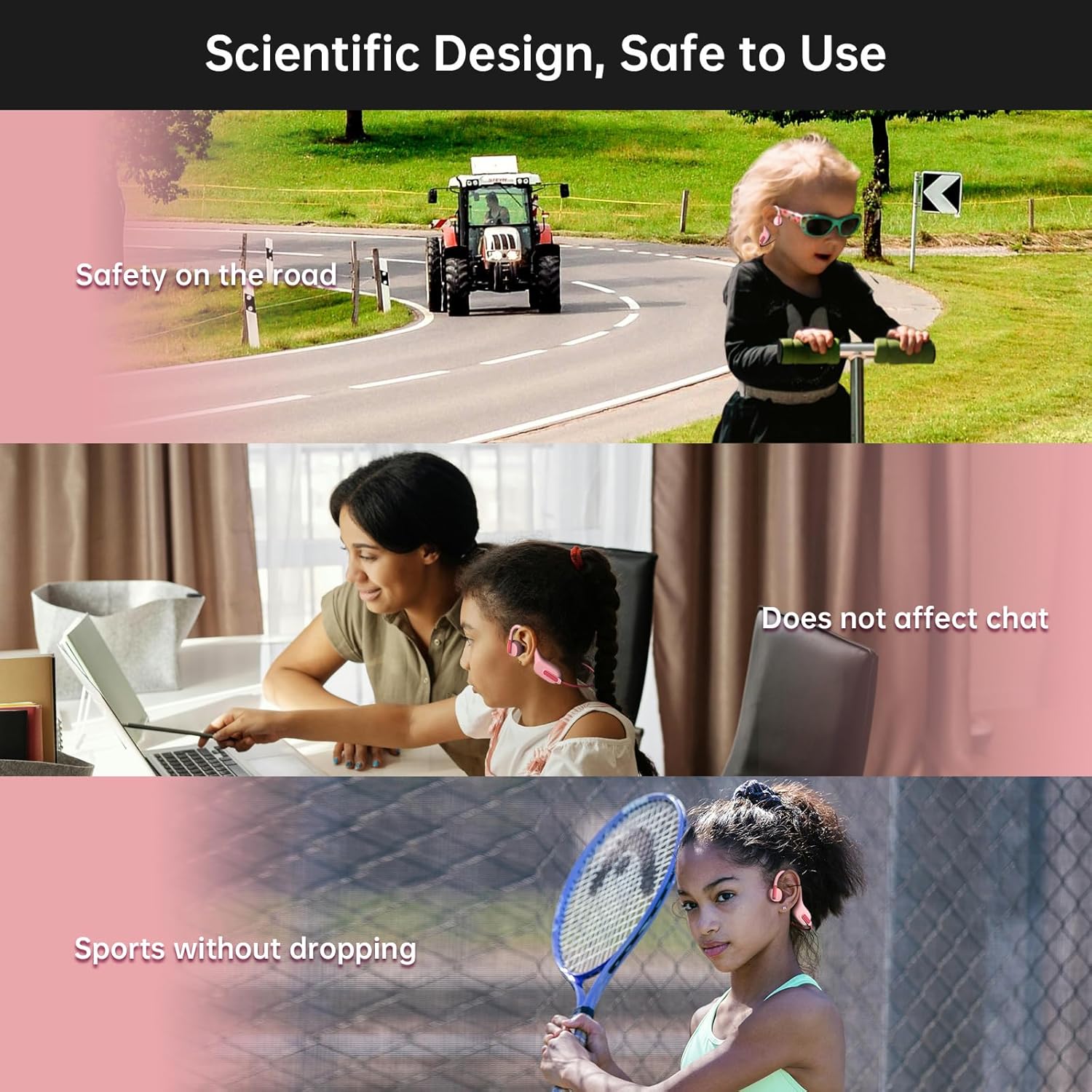 LOBKIN Kids Headphones Open Ear,Bluetooth 5.3 Air Conduction Wireless Lightweight Kids Earbuds IPX5 Waterproof with Microphone for School,Home and Outdoor Activities Gifts for Boys Girls