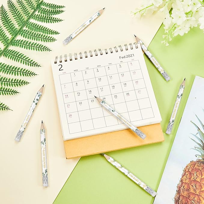 Tinlade 60 Pcs Sage Green Baby Shower Golf Pencils with Erasers Small Kids Sharpened Mini Pencils for School in Bloom Baby Shower Supplies