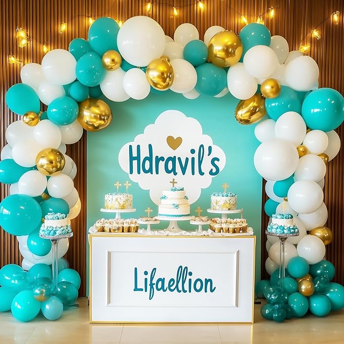 RUBFAC 129pcs Teal Blue Balloons Different Sizes 18 12 10 5 Inch Latex Turquoise Teal Balloon Garland Arch for Party Decoration Birthday Wedding Engagements Anniversary Baby Shower Party Supplies