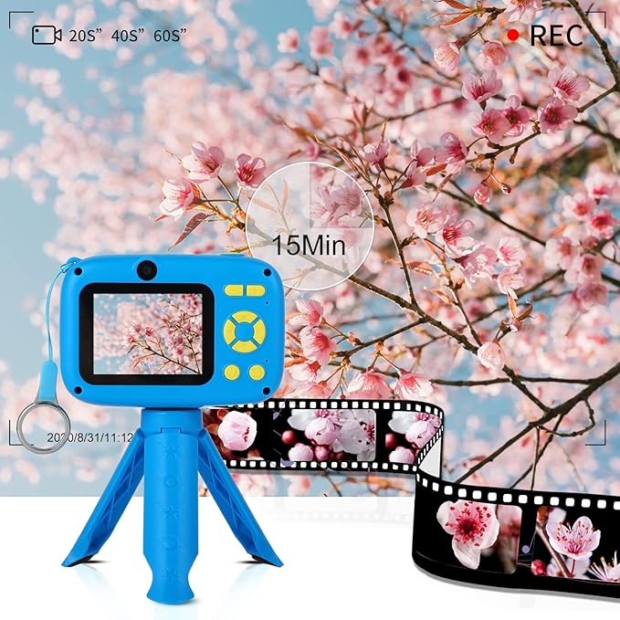 SUZIYO Camera for Kids with Tripod, Digital Video Camcorder 1080P 2.4 Inch HD,Best Birthday Christmas Electronic Toys Gifts for Childen Age 3 4 5 6 7 8 9 Years Old Boys with 32G SD Card, Blue