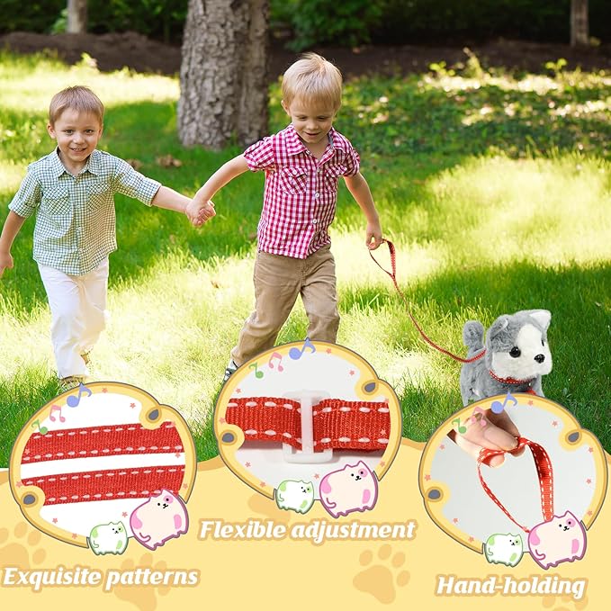 Plush Toys Walking Dog Toys That Can Walk, Bark and Wag Tail,Interactive Electronic Pet Toys Puppy with Leash,Easter Christmas Birthday Gift for Toddlers Kids
