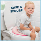 Toddler Potty Training Seat - Toddler Toilet Seat Attachment for Boys & Girls w/Splash Guard, Non-Slip Grip for Secure Fit, Fits Standard Round & Oval Toilets, Storage Hook Included, Pink