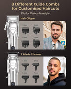 Electric Hair Clippers for Men, Cordless Clipper and Trimmer Set, Clippers for Hair Cutting Kit with Long Battery Life, Hair Grooming Trimmer for Family Kids and Self-Haircut Use