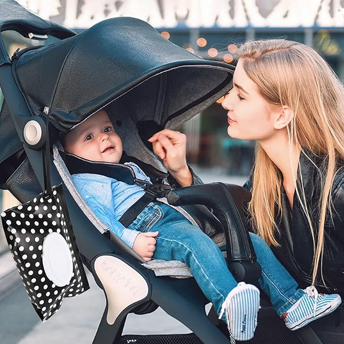 FEBSNOW 2 Pack Baby Wipes Dispenser, Portable Wipe Holder Container, Reusable Wet Wipes Pouch, Lightweight Travel Wipes Case