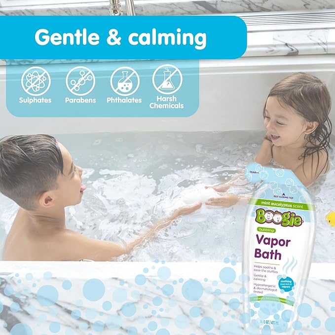 Boogie Kids Botanical Bubble Bath, Soothing Vapor, Made with Plant Extracts, Natural Essential Oils, Mint Eucalyptus, 16 oz (Pack of 1)