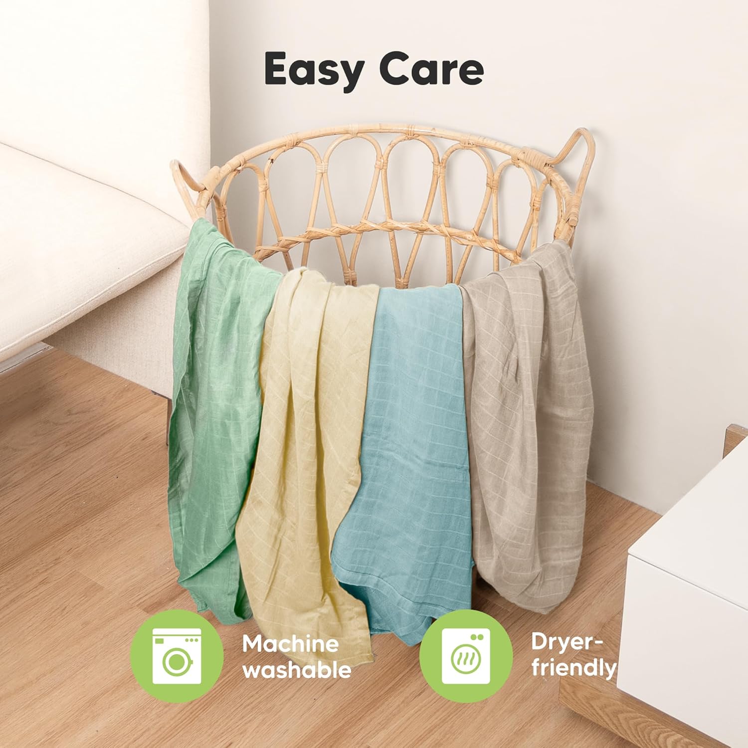 4-Pack Muslin Swaddle Blankets for Boys, Girls - Organic Baby Swaddles for Newborns, Soft & Breathable Receiving Baby Blankets for Girl, Boy, Neutral, Newborn Essentials Gift (Mirage)