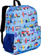 Wildkin 16-inch Kids Backpack – Durable, Padded & Spacious School Bag for Boys & Girls - Trains, Planes, and Trucks