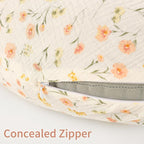 SWESEN Muslin Nursing Pillow Cover, Soft Removable Cover for Breastfeeding Pillows, Pillow Slipcover for Baby Boys and Girls, Comfortable & Breathable, Flower, Washable (Only Cover)