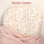 Hooyax Baby Lounger Cover 2 Pack - 100% Muslin Cotton Newborn Lounger Pillow Covers Only, Soft Breathable Infant Lounger Cover with Reinforced Stitching, Fits Most Standard Baby Loungers (Pink Floral)