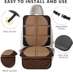 Car Seat Protector, 2 Pack Baby CarSeat Covers with Mesh Pockets & Non-Slip Backing 600D Durable Seat Protectors Under Car Seat for Baby (Black & Brown, Large)