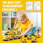 Veslier Construction Truck Toys for Boys Girls Age 1 2 3 4 5 6 Years Old，Carrier Transport Trucks for Kids 1-3 3-5 Year Old，Christmas Birthday Gift Toddler Toys.