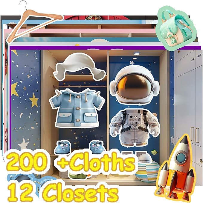 Dino Fun Animal Dress-up Sticker Book for Kids, Reusable Sticker Book for Toddlers 2-4 Years,12 Animals+Over 200 Cloths & Accessories,Sticker Dress up - Removable Sticker Activity Book for Girls