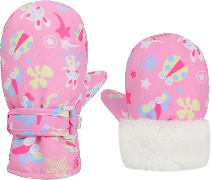 Toddler Gloves Kids Mittens Winter Warm Lined Fleece Gloves Waterproof Snow Baby Mitten for Boys Girls