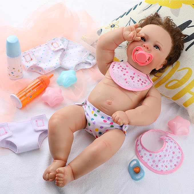 21 Pcs Baby Doll Accessories Baby Doll Diaper Bag Set with Accessories Include Diaper Disappearing Milk Bottles Pacifier Bib Feeding and Caring Set for Boys Girls Birthday Gifts