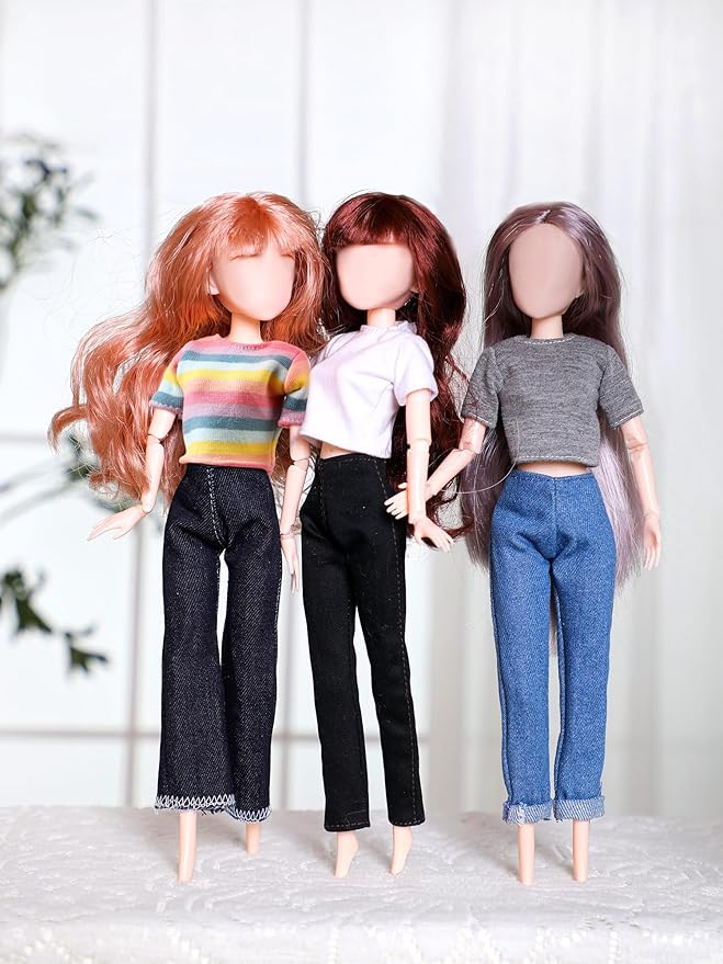 Bencailor 8 Pieces Christmas Doll Clothes for 11.5 Inch Doll Accessories Sweaters Denim Pant Summer Regular Outfit Clothing(T Shirt)