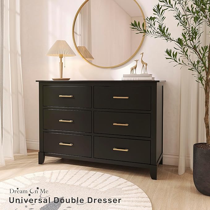 Dream On Me Cleo Double Dresser in Black W Gold