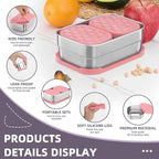 HaWare Stainless Steel Lunch Box for Kids, Leak Proof Food Storage Containers with Silicone Lids, Reusable Easy-Opened Lunch Containers, Portable Metal Snack Box, Dishwasher Safe (8oz*2+25oz)