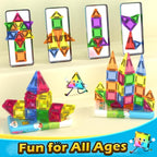 Coodoo Magnetic Tiles for Kids Ages 4-8 Toddler Toys Magnetic Blocks Building Toy STEM Outdoor Kids Toys Gift for Boys & Girls 3+ Year Old, Pocket-Sized Mini Tiles for Classroom Must Haves