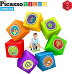 PicassoTiles 103 Pieces 1" Magnetic Toy Building Block Cubes Building Block, 3D Cube Construction Cubes Magnet Sensory Toys Gifts Educational with Free Idea Book for Kid, Boy, Girl & Toddler PMC103