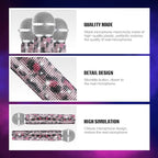 Sanwuta Fake Microphone Prop Sparkly Bling Rhinestones Plastic Play Microphone Pretend Glitter Bedazzled Mic for Cosplay Party Costume(Pink Leopard)