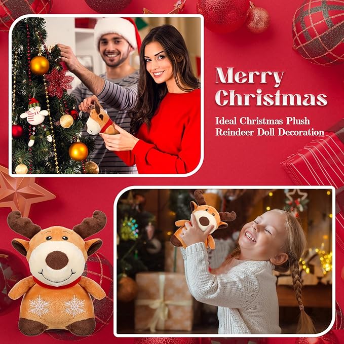 Liliful 10 Pack 8 Inch Christmas Reindeer Stuffed Plush Toy Christmas Elk Deer Stuffed Animal Toys Xmas Plush Elk with Red Scarf Winter Holiday Decoration Gifts for Boys Girls