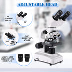 Compound Binocular Microscopes 64X-6000X with Electric Len, Microscope for Adults Kids Students, 4 Objective Lens, Biological Microscope Kit for School, Lab