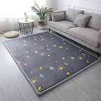 Loartee Coral Velvet Area Rug - 1" Thick Memory Foam Baby Play Mat, Washable Toddler Carpet, Home Decor for Living Room, Nursery, Kids Bedroom, Astral Gray, 6'7"x7'10"
