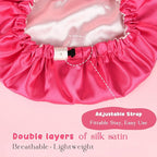 YANIBEST Baby Satin Bonnet Sleep Cap - Double Layer Reversible Adjustable Silky Satin Cap for Infant Toddler(5-12 Years,Hot Pink)