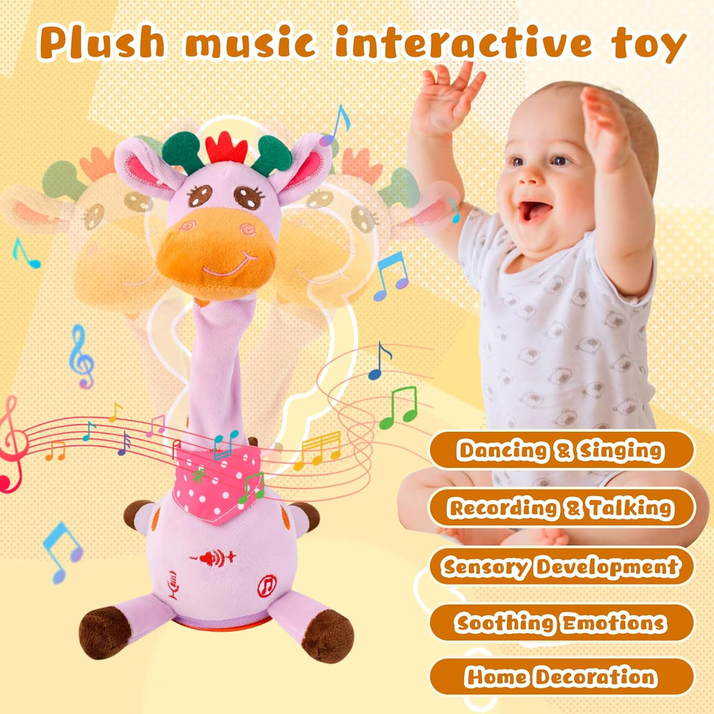 Dancing Giraffe Musical Toys Recording and Repeating Plush Baby Toys 6 to 12 Months Toys, Singing Talking Giraffe Baby Developmental Toy,Valentines Day Decor/Gift for Friend