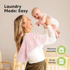 KeaBabies 4-Pack Baby Burp Cloths Baby Girl, Boy - Organic Cotton Burp Cloth, Extra Large, Absorbent, Soft Burping Cloths & Bibs Set for Babies, Newborn Burp Clothes, Thick Burp Rags (Blush)