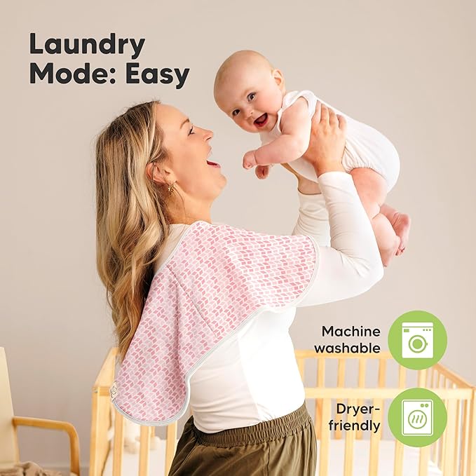 KeaBabies 4-Pack Baby Burp Cloths Baby Girl, Boy - Organic Cotton Burp Cloth, Extra Large, Absorbent, Soft Burping Cloths & Bibs Set for Babies, Newborn Burp Clothes, Thick Burp Rags (Blush)