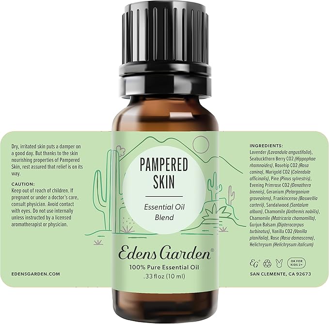 Edens Garden Pampered Skin Essential Oil Blend- 100% Pure Premium Grade, Undiluted, Natural, Therapeutic, Aromatherapy, The Best for Diffusing, Skin, Face, Kid Safe 10 ml (.33 fl oz)