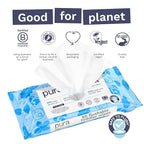 Pura Flushable Toddler Wipes 10 x 60 Wipes (600 Wipes), 100% Plastic Free, 99% Water, Hypoallergenic & Fragrance Free, Totally Chlorine Free, Kids Toilet Wipes, Sensitive Skin