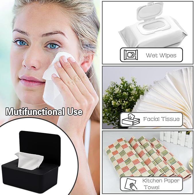 NOVWANG Baby Wipes Dispenser 3 Pack Wipe Holder with Lids, Keeps Wipes Fresh, Refillable Wipes Container with Sealing Design, Bathroom Tissues Wipes Case Box