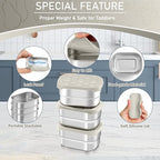 HaWare Stainless Steel Snack Containers for Toddlers and Kids, 8 oz Leak Proof Food Storage Containers with Khaki Silicone Lids, Stackable Small Metal Lunch Box for Daycare and School- 3 Packs