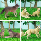 Toymany 8PCS Wolf Figures Forest Animals Toy Figurines - Plastic Jungle Zoo Animal Figurines for Kids Boys Girls Age 3-5 6-12