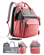 Diaper Bag Backpack with Changing Station, Large Diaper Bag, Baby Bag, Multifunctional Diaper Bag, Pinkgray