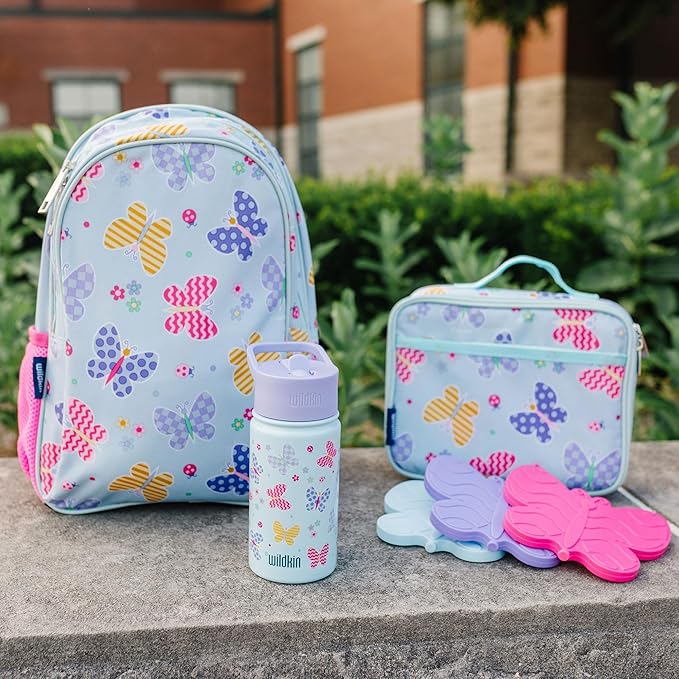 Wildkin 15-inch Kids Backpack – Durable, Padded, Adjustable for School & Travel - Butterfly Garden